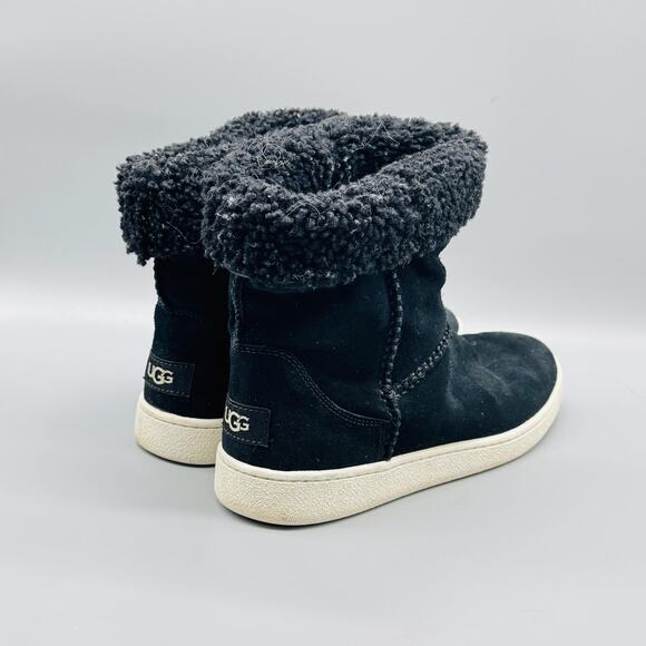 UGG Boots Womens 8.5 Black Suede Sherpa Cuff Ankle Warm Winter Sneaker Bootie - Picture 7 of 10